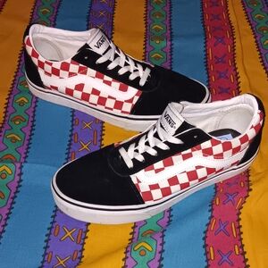 Vans Checker Red Black Old Skool Skateboard Shoes Skateboarding Skateboards